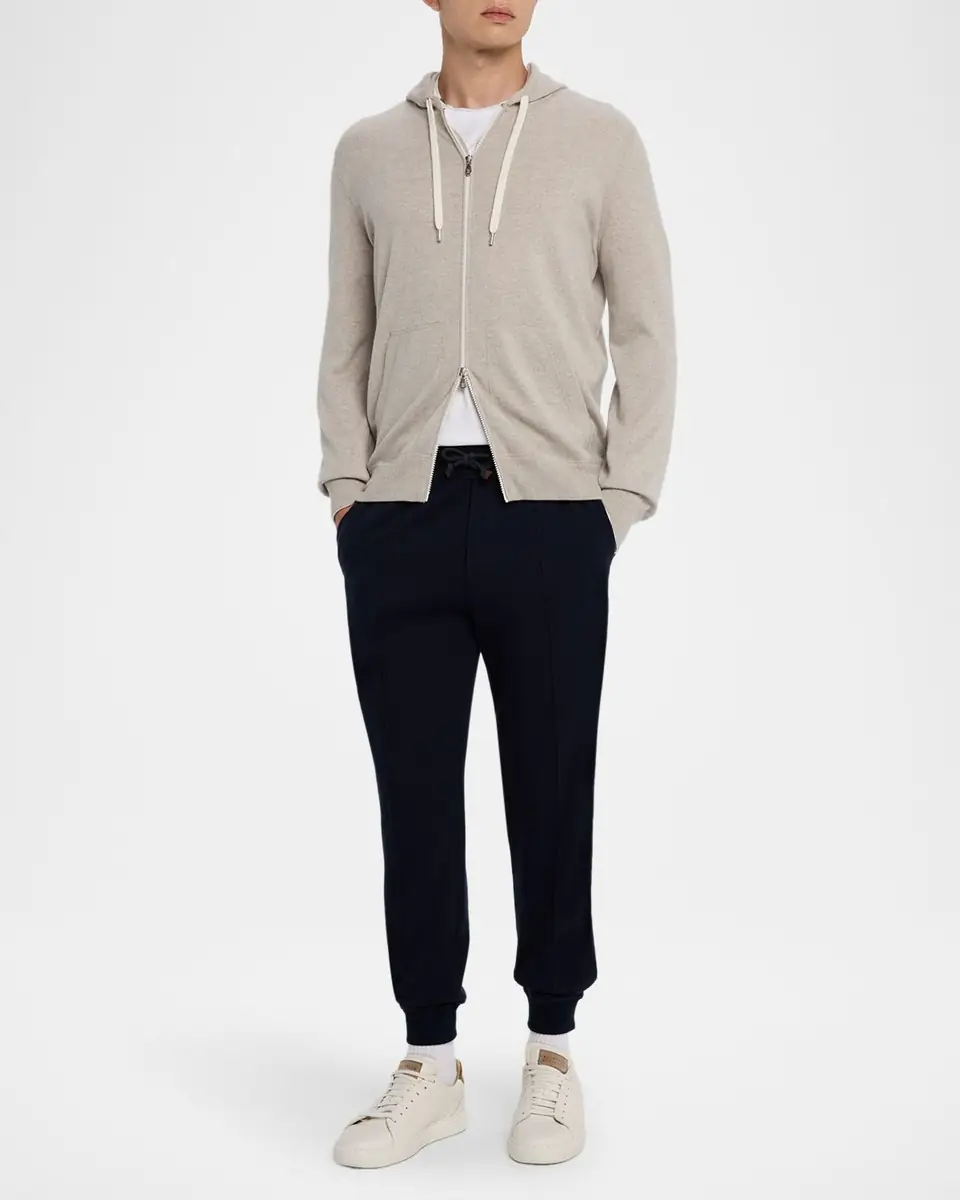Brunello Cucinelli Men's Cashmere Full-Zip Hoodie | Thumbnail 2