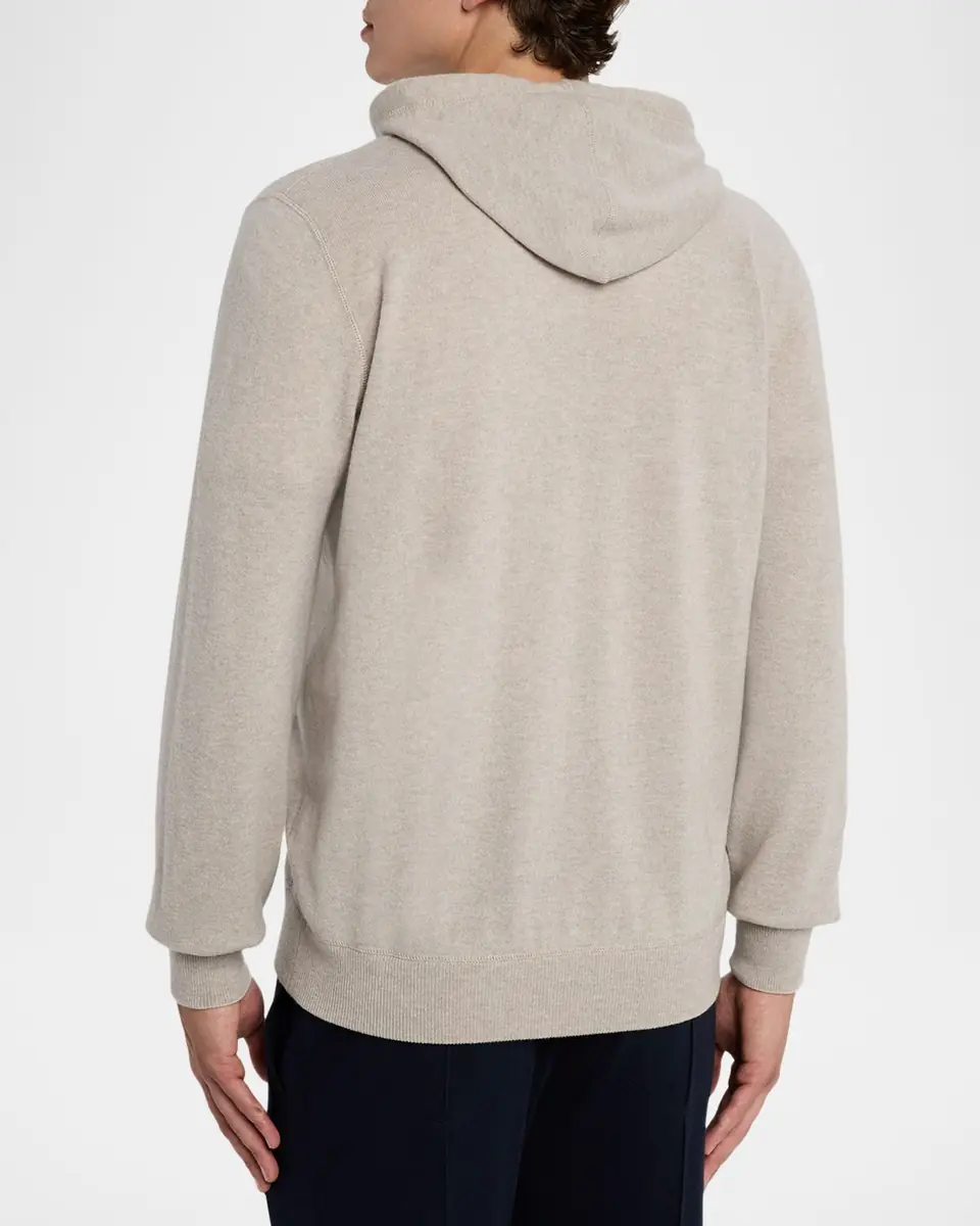 Brunello Cucinelli Men's Cashmere Full-Zip Hoodie | Thumbnail 3
