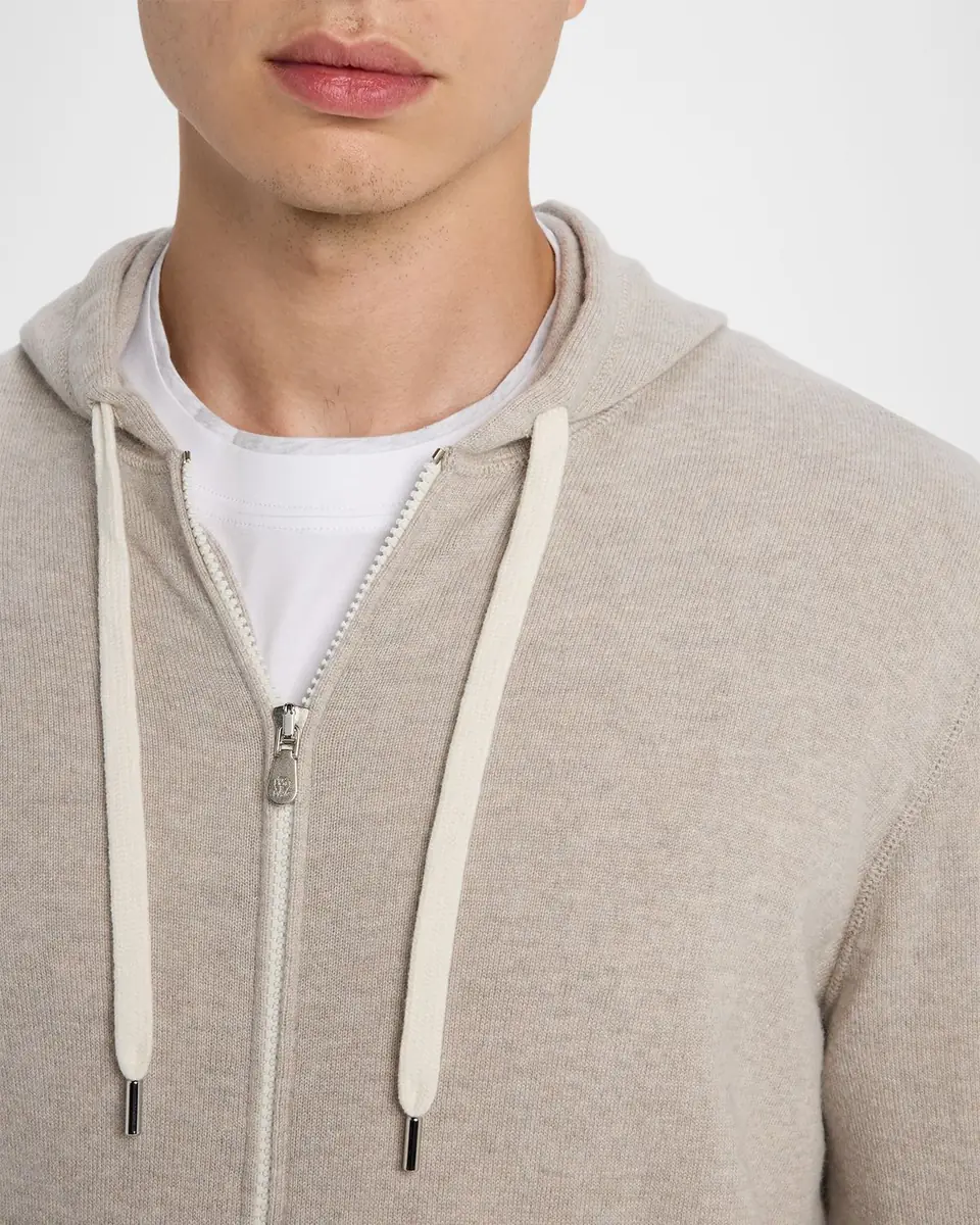 Brunello Cucinelli Men's Cashmere Full-Zip Hoodie | Thumbnail 5