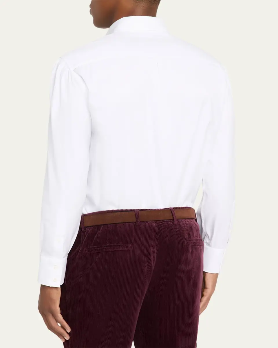 Brunello Cucinelli Men's Piece Dyed Cotton Twill Shirt | Thumbnail 3 Brunello Cucinelli Men's Piece Dyed Cotton Twill Shirt | Thumbnail 3