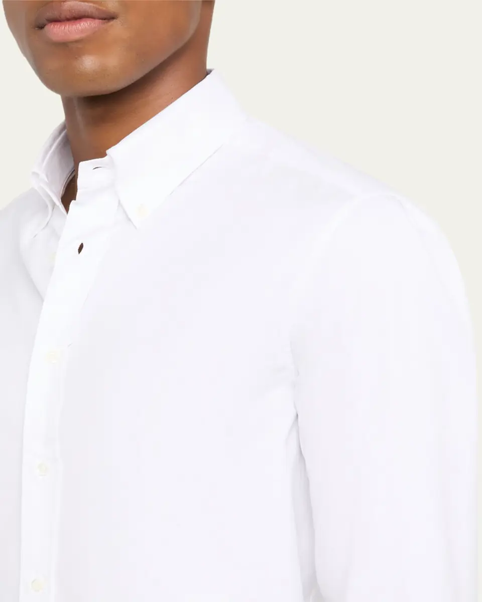 Brunello Cucinelli Men's Piece Dyed Cotton Twill Shirt | Thumbnail 5 Brunello Cucinelli Men's Piece Dyed Cotton Twill Shirt | Thumbnail 5
