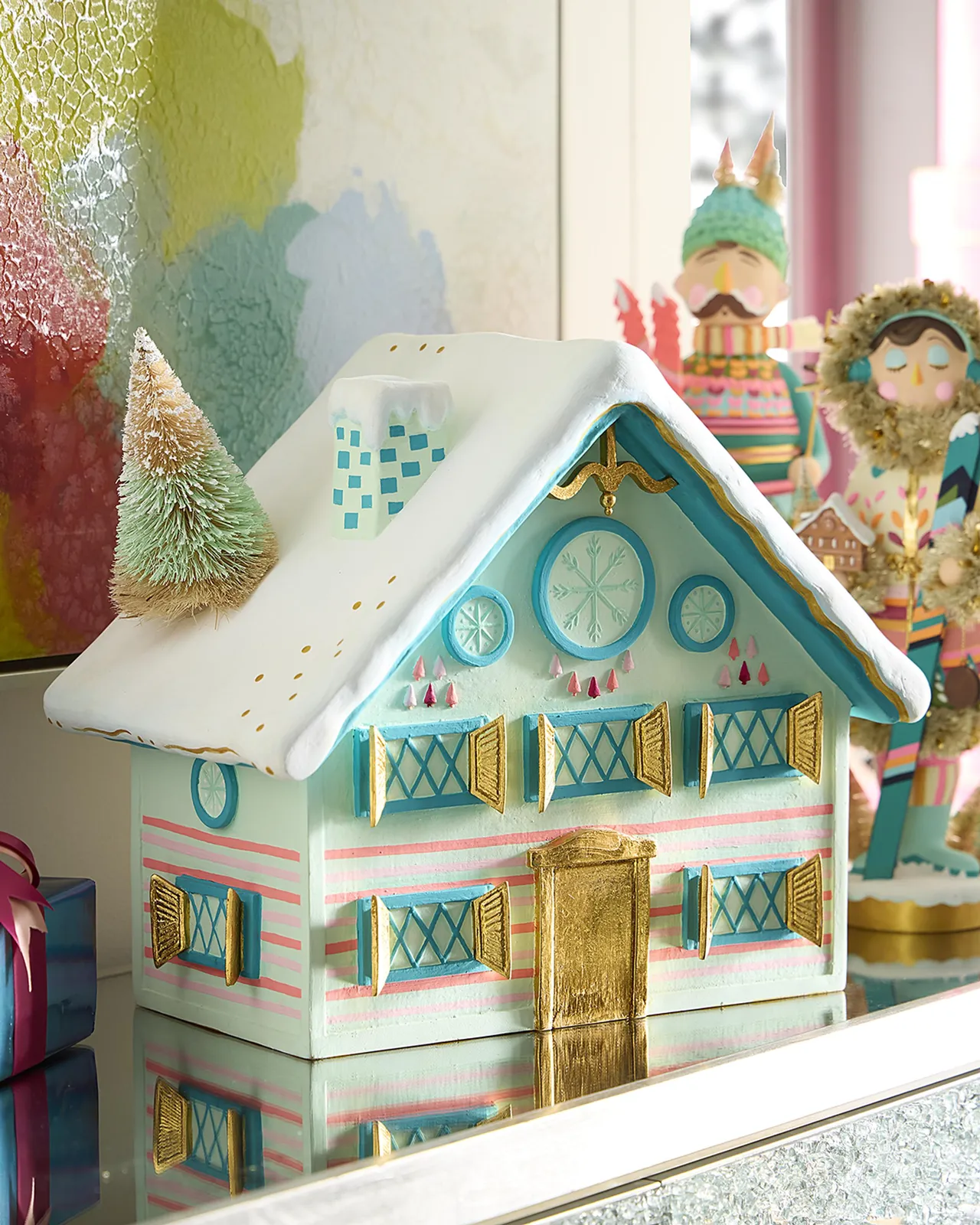 Glitterville 16" Rainbow Chalet Christmas Decoration