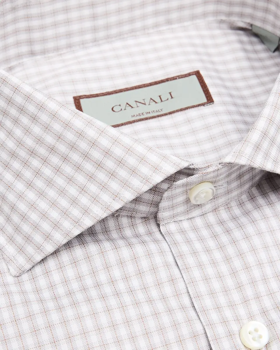 Canali Men's Spread-Collar Grid Check Cotton Dress Shirt | Thumbnail 2 Canali Men's Spread-Collar Grid Check Cotton Dress Shirt | Thumbnail 2