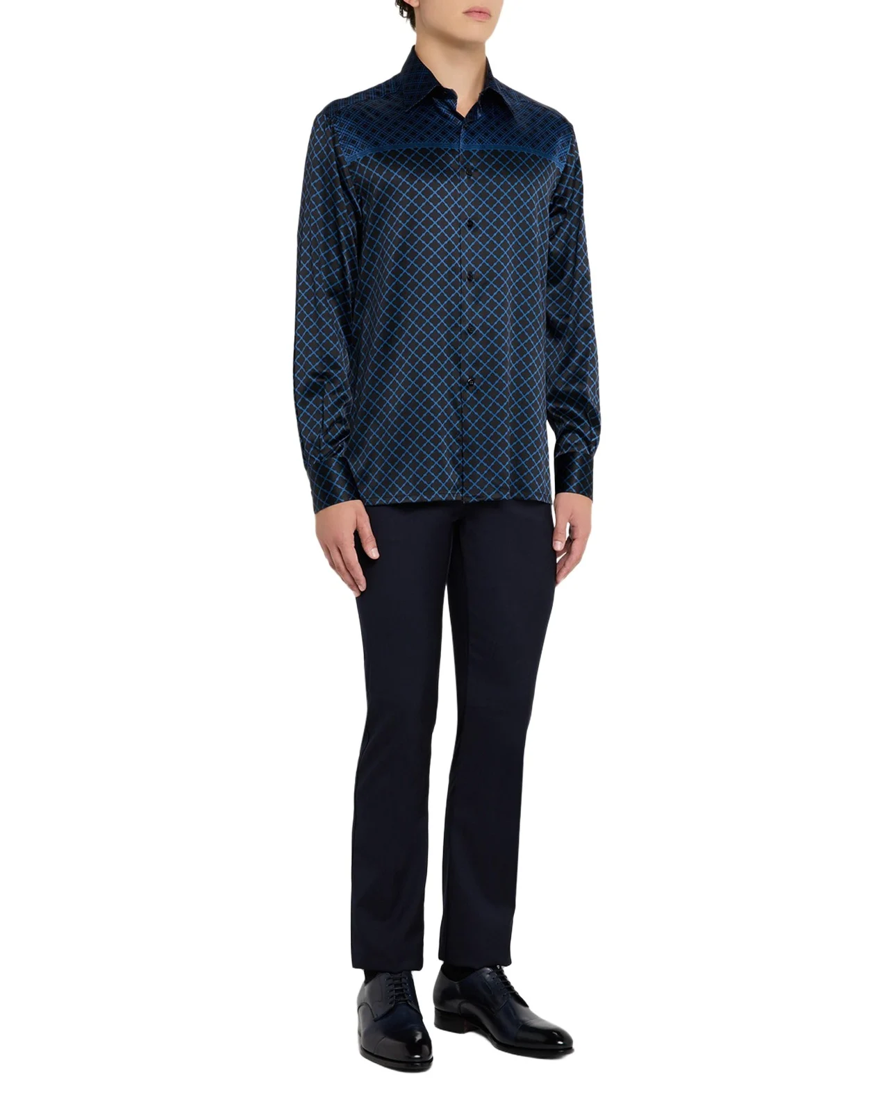 Men's Multi-Geometric Silk-Elastane Sport Shirt Men's Multi-Geometric Silk-Elastane Sport Shirt