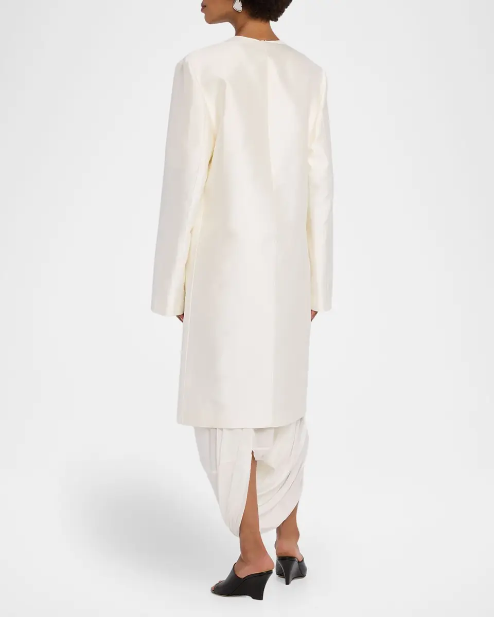 Toteme Silk Collarless Coat | Thumbnail 2 Toteme Silk Collarless Coat | Thumbnail 2