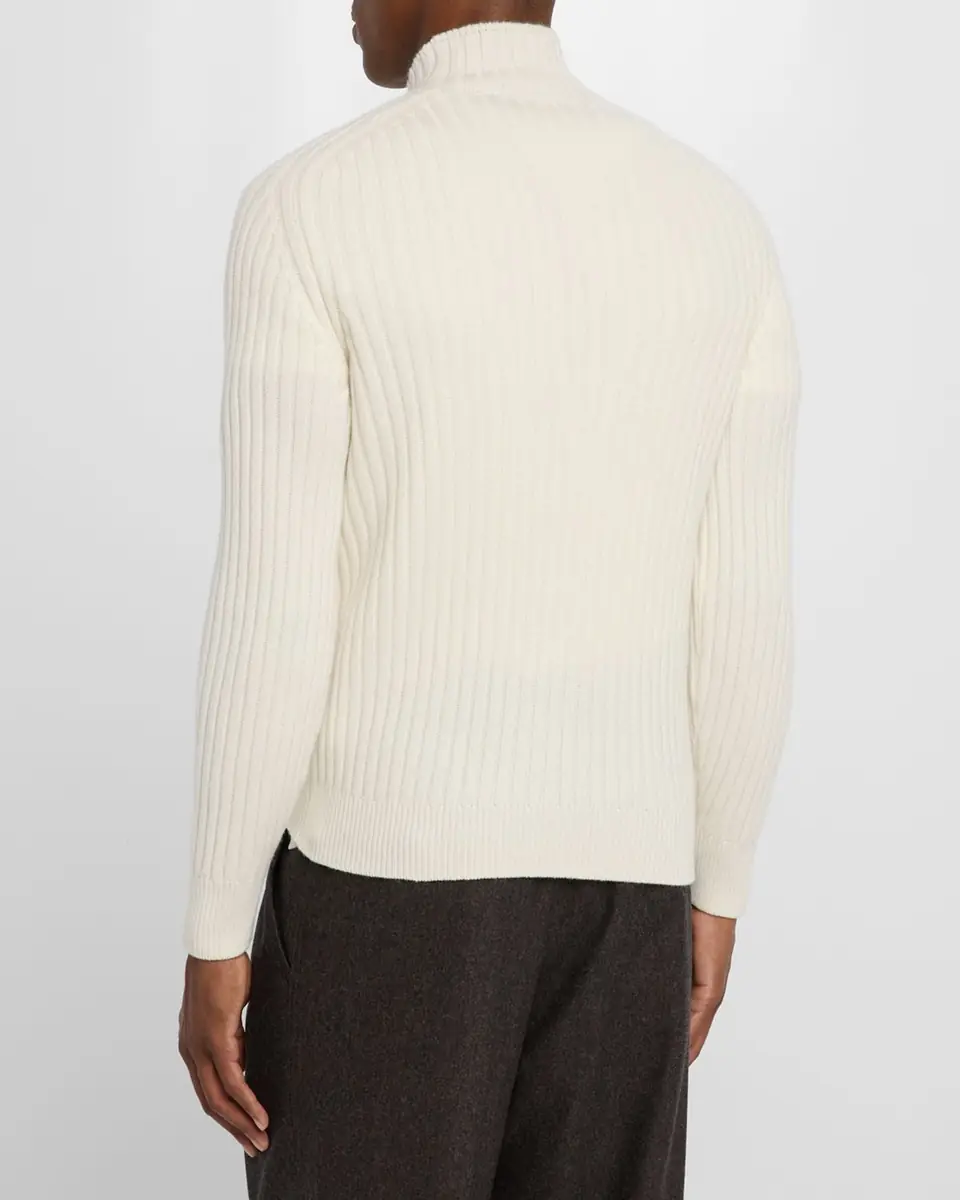 Brunello Cucinelli Men's Cashmere Rib-Knit Mock Neck Sweater | Thumbnail 2 Brunello Cucinelli Men's Cashmere Rib-Knit Mock Neck Sweater | Thumbnail 2