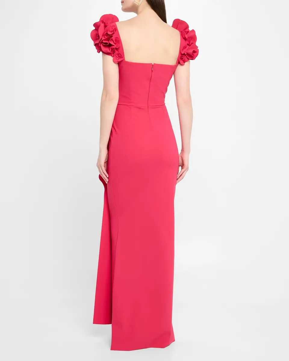 Chiara Boni La Petite Robe Square-Neck Floral Applique Column Gown | Thumbnail 2 Chiara Boni La Petite Robe Square-Neck Floral Applique Column Gown | Thumbnail 2