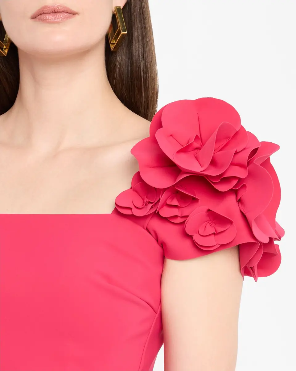 Chiara Boni La Petite Robe Square-Neck Floral Applique Column Gown | Thumbnail 4 Chiara Boni La Petite Robe Square-Neck Floral Applique Column Gown | Thumbnail 4