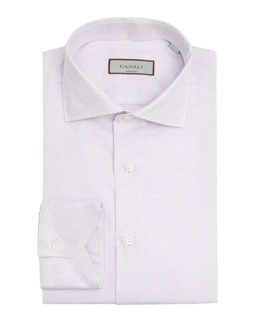 Canali Men's Spread-Collar Structured Cotton Dress Shirt | Image 1 Canali Men's Spread-Collar Structured Cotton Dress Shirt | Image 1