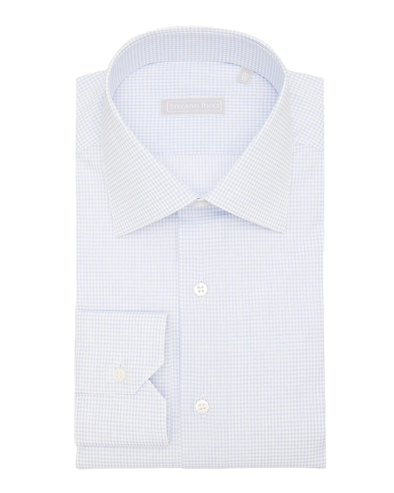 Men's Cotton Micro-Graph Check Point Collar Dress Shirt