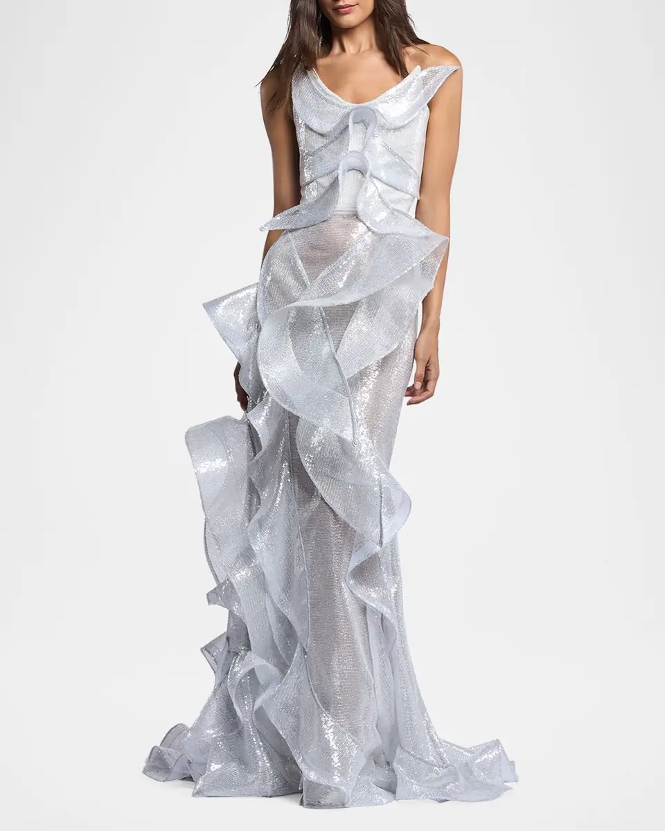 Maticevski Refraction Strapless Ruffle Sequin Trumpet Gown | Thumbnail 2 Maticevski Refraction Strapless Ruffle Sequin Trumpet Gown | Thumbnail 2