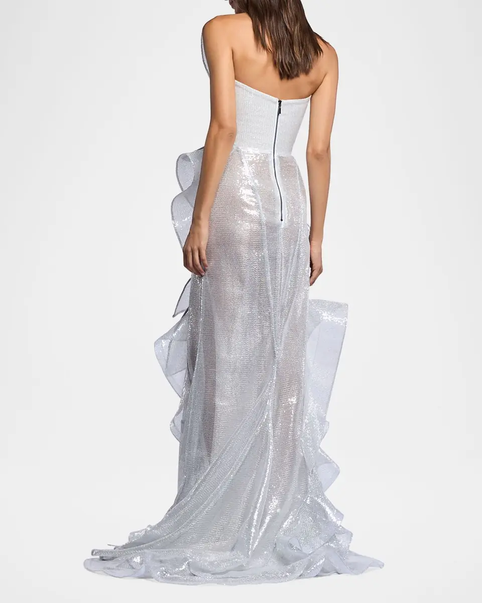 Maticevski Refraction Strapless Ruffle Sequin Trumpet Gown | Thumbnail 3 Maticevski Refraction Strapless Ruffle Sequin Trumpet Gown | Thumbnail 3