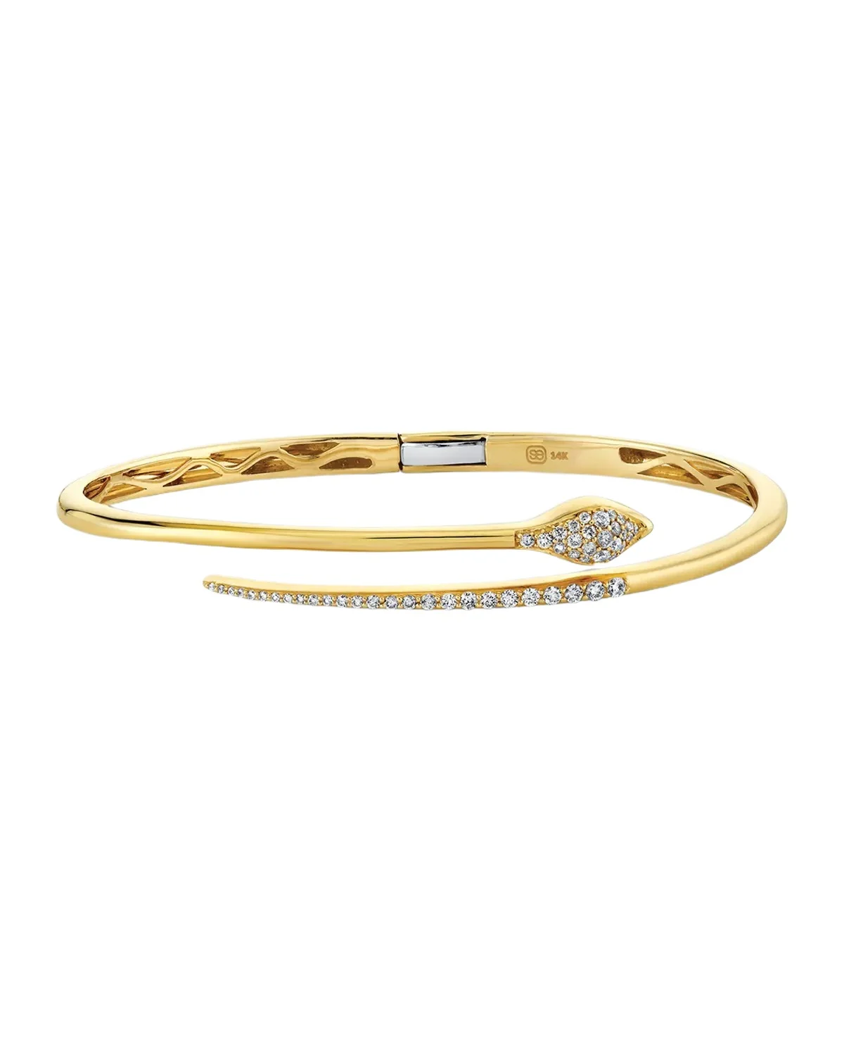 14K Yellow Gold Pave Diamond Small Snake Hinge Bangle Bracelet 14K Yellow Gold Pave Diamond Small Snake Hinge Bangle Bracelet