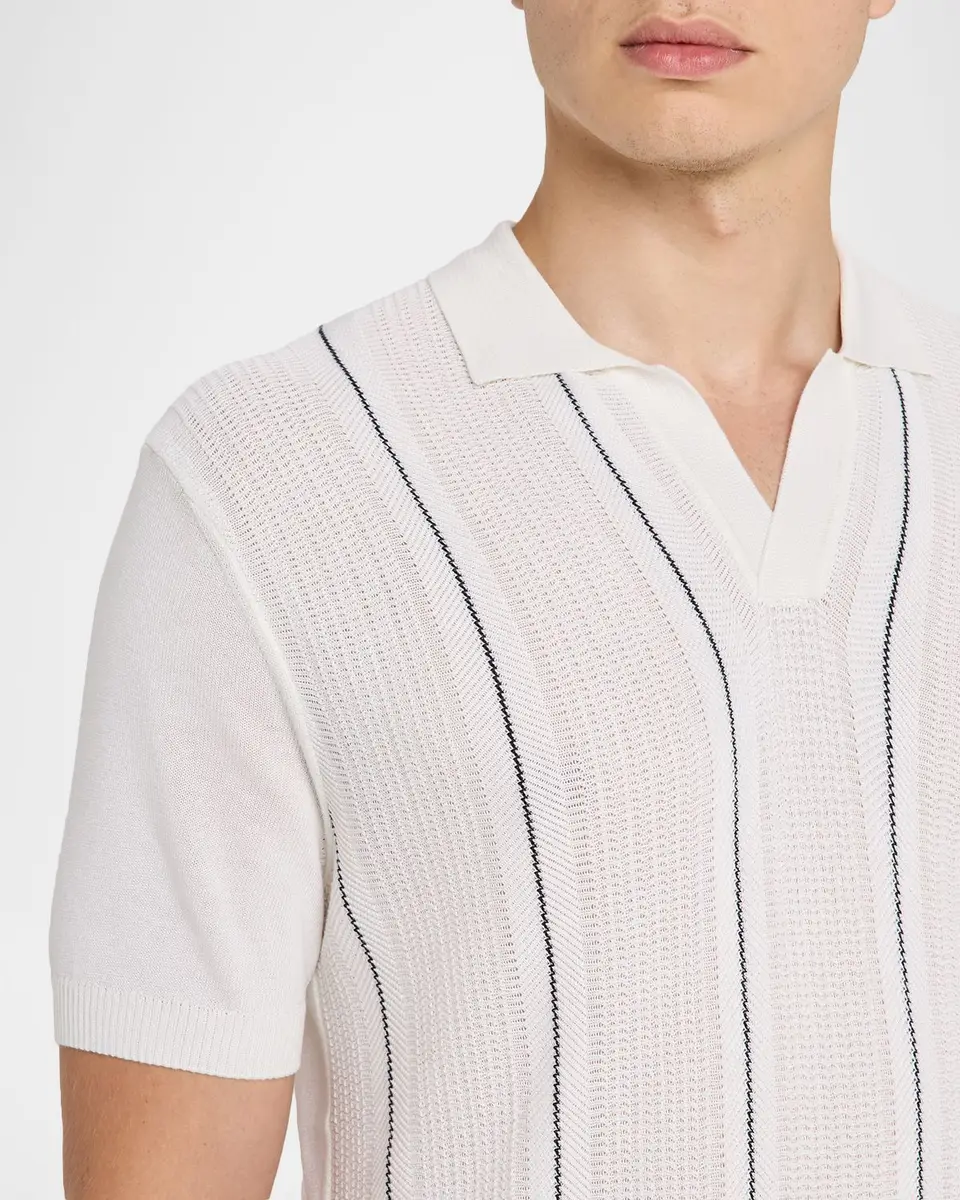 Orlebar Brown Men's Chevron Stripe Tailored Fit Johnny Collar Polo Shirt | Thumbnail 5 Orlebar Brown Men's Chevron Stripe Tailored Fit Johnny Collar Polo Shirt | Thumbnail 5