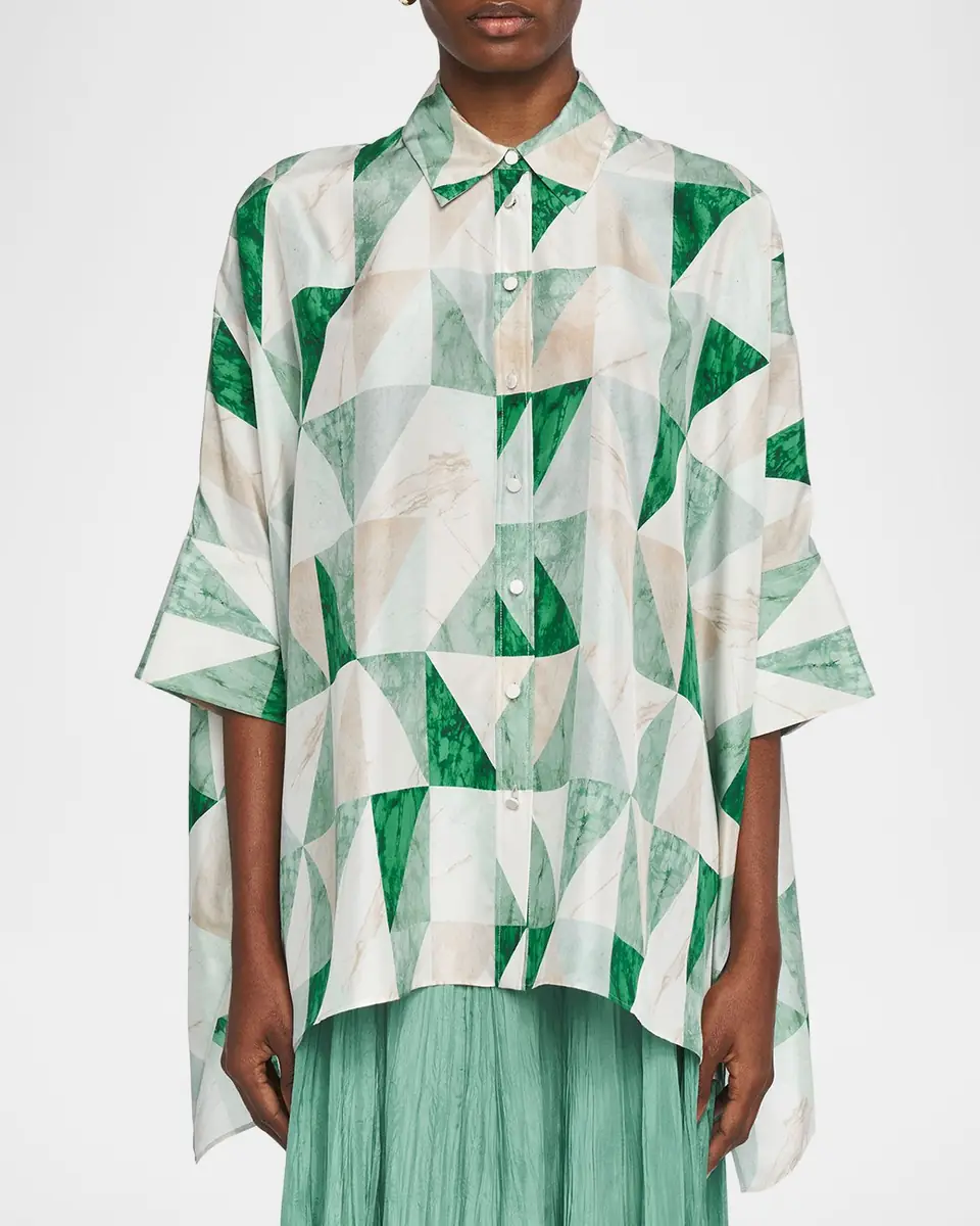 Joseph Arcole Marble-Print Habotai Silk Blouse | Thumbnail 8 Joseph Arcole Marble-Print Habotai Silk Blouse | Thumbnail 8