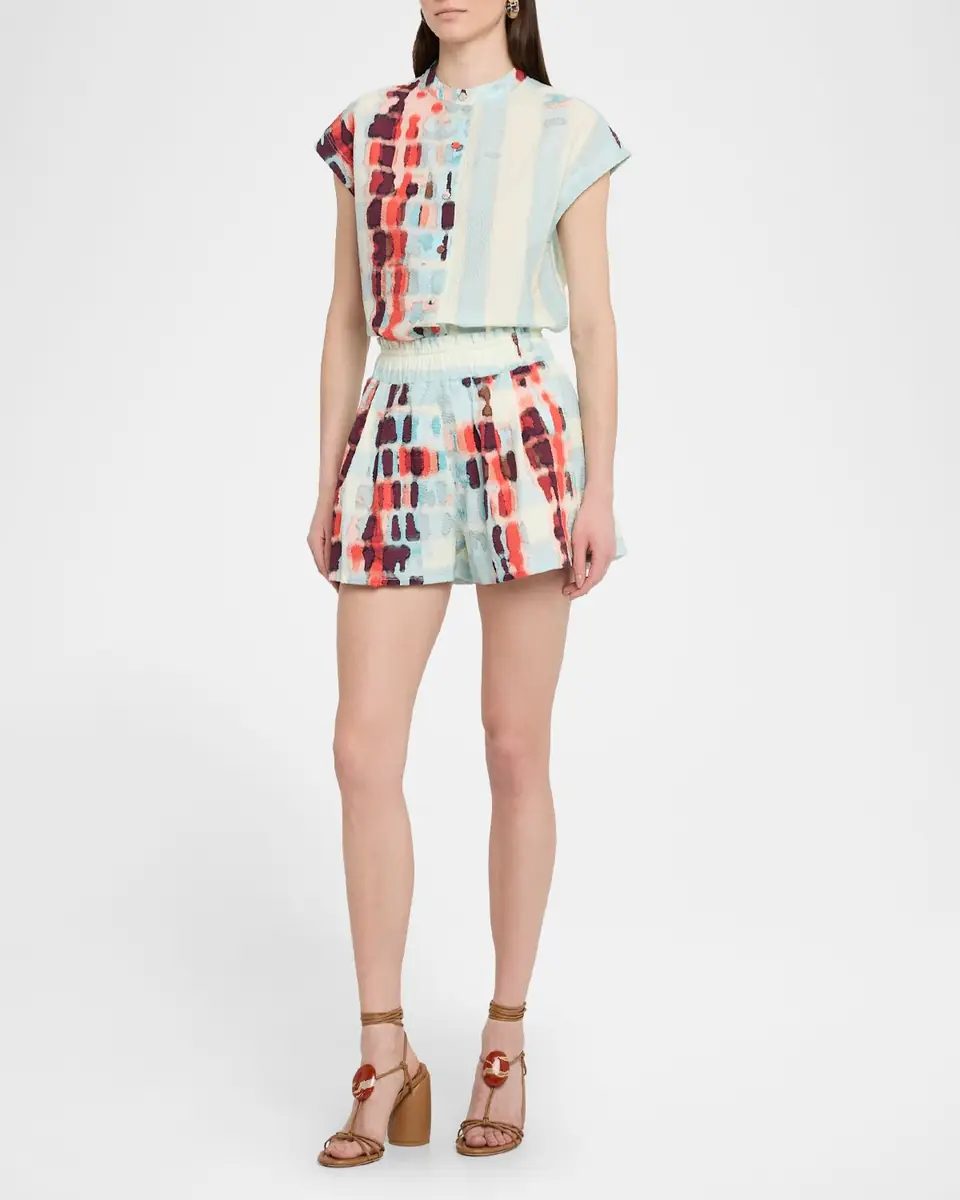 Silvia Tcherassi Adele Short-Sleeve Textured Blouse | Thumbnail 2 Silvia Tcherassi Adele Short-Sleeve Textured Blouse | Thumbnail 2