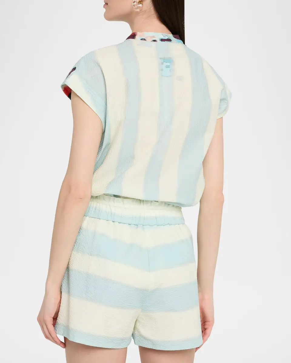 Silvia Tcherassi Adele Short-Sleeve Textured Blouse | Thumbnail 3 Silvia Tcherassi Adele Short-Sleeve Textured Blouse | Thumbnail 3