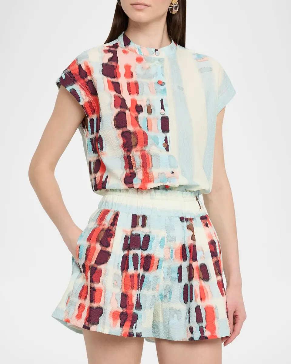 Silvia Tcherassi Adele Short-Sleeve Textured Blouse | Thumbnail 4 Silvia Tcherassi Adele Short-Sleeve Textured Blouse | Thumbnail 4