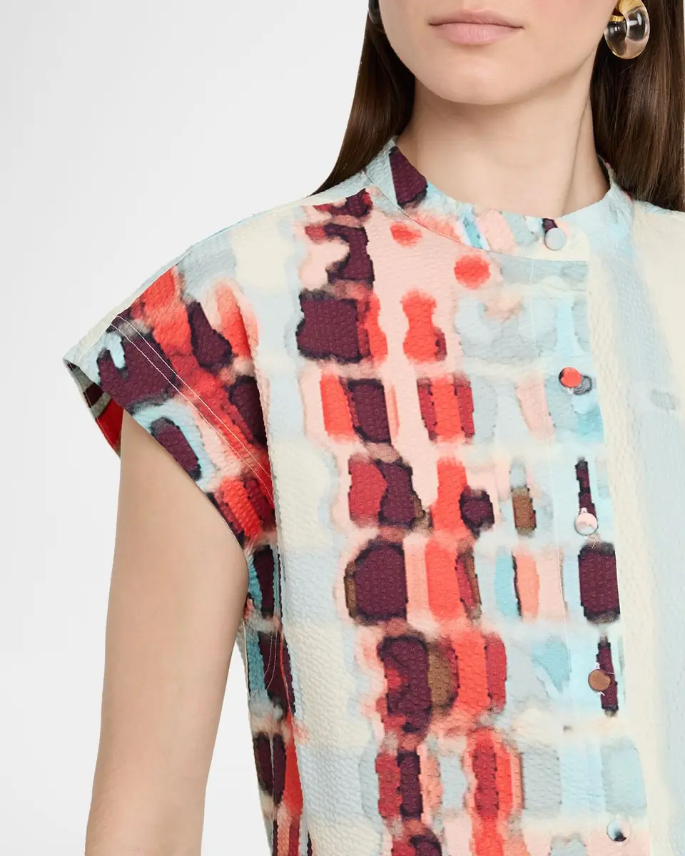 Silvia Tcherassi Adele Short-Sleeve Textured Blouse | Thumbnail 5 Silvia Tcherassi Adele Short-Sleeve Textured Blouse | Thumbnail 5