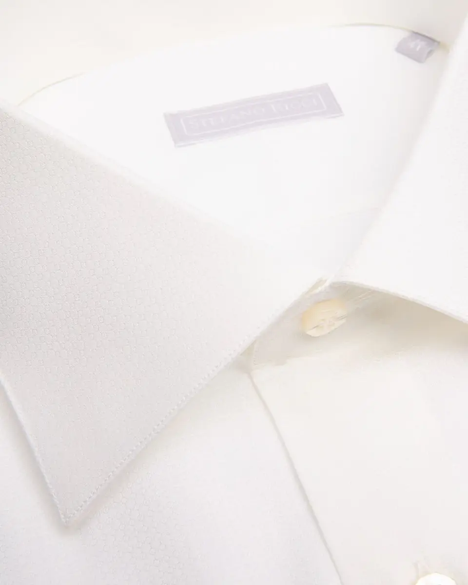 Stefano Ricci Men's Cotton Micro-Textured Point Collar Dress Shirt | Thumbnail 2 Stefano Ricci Men's Cotton Micro-Textured Point Collar Dress Shirt | Thumbnail 2