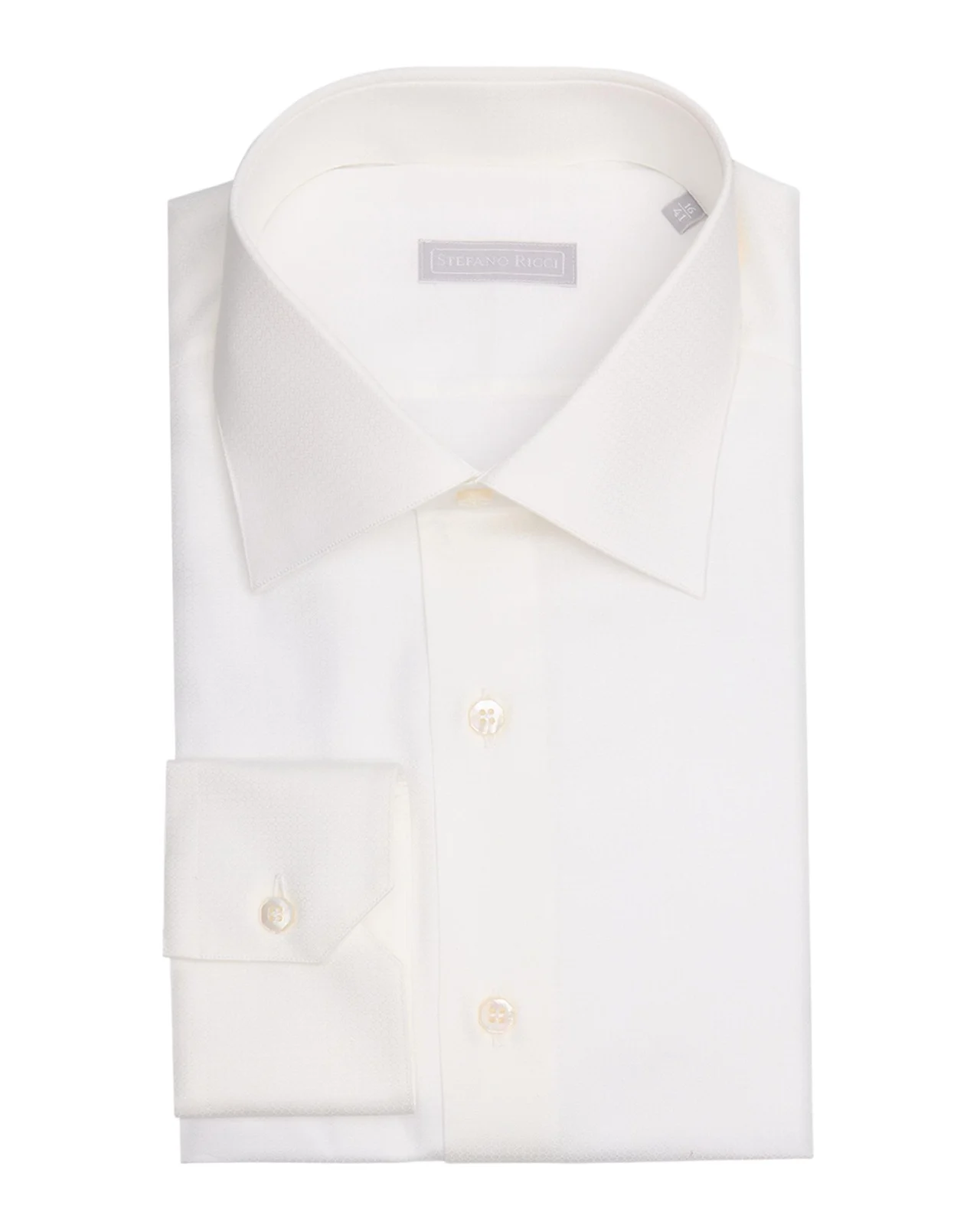 Men's Cotton Micro-Textured Point Collar Dress Shirt