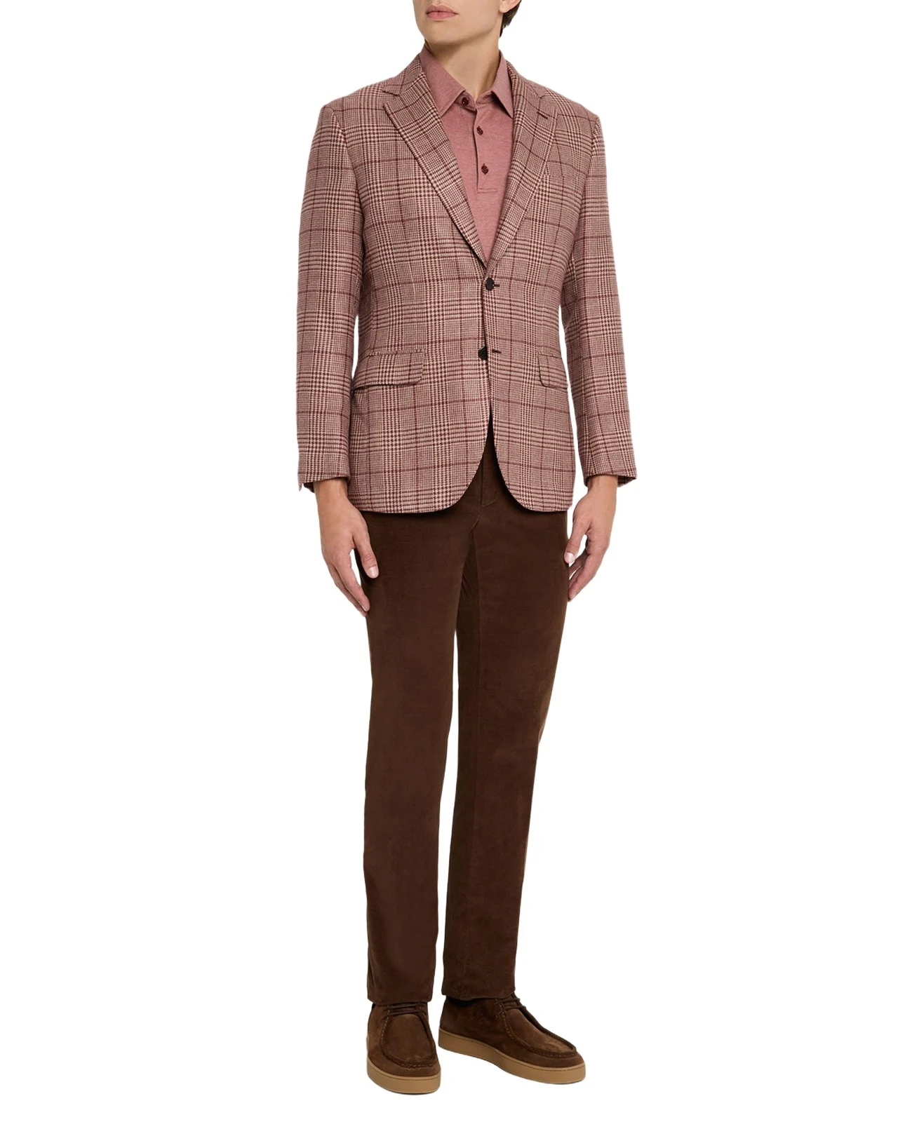 Men's Cashmere Blend Rust Plaid Sport Coat