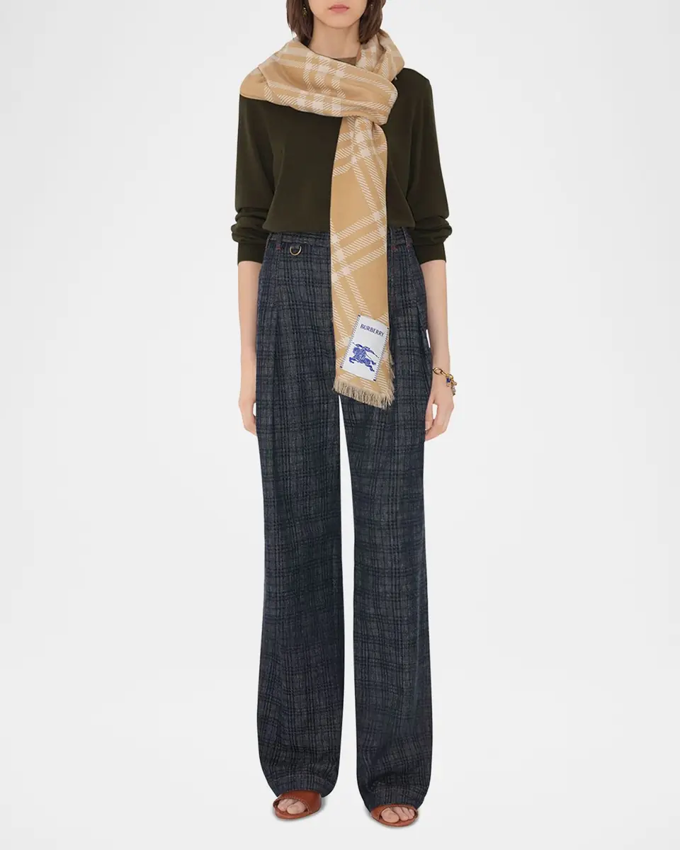 Burberry Wool & Silk Check EKD Scarf | Thumbnail 3