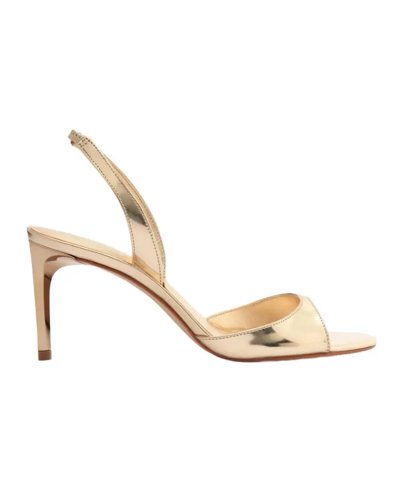 Schutz Scarlett Metallic Leather Mid-Heel Slingback Sandals | Image 1 Schutz Scarlett Metallic Leather Mid-Heel Slingback Sandals | Image 1