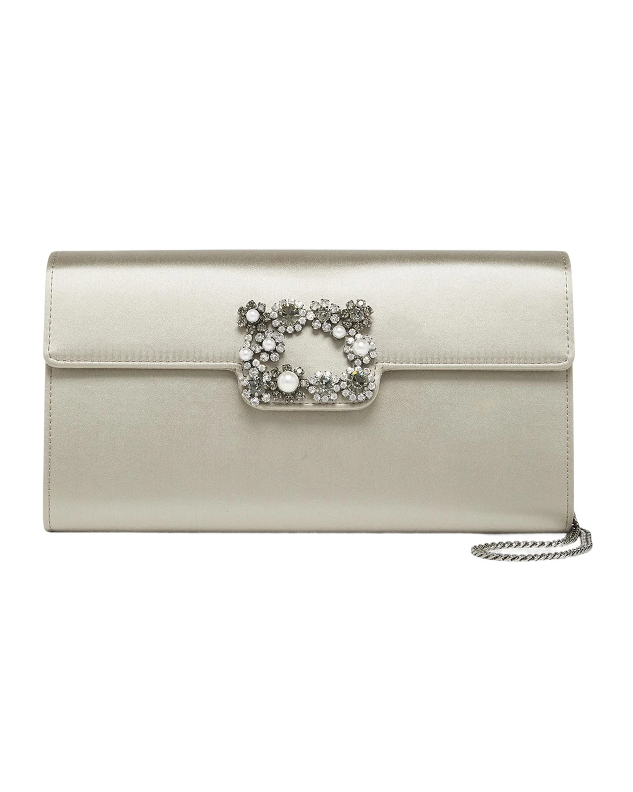 Flower Buckle Satin Envelope Flap Bag