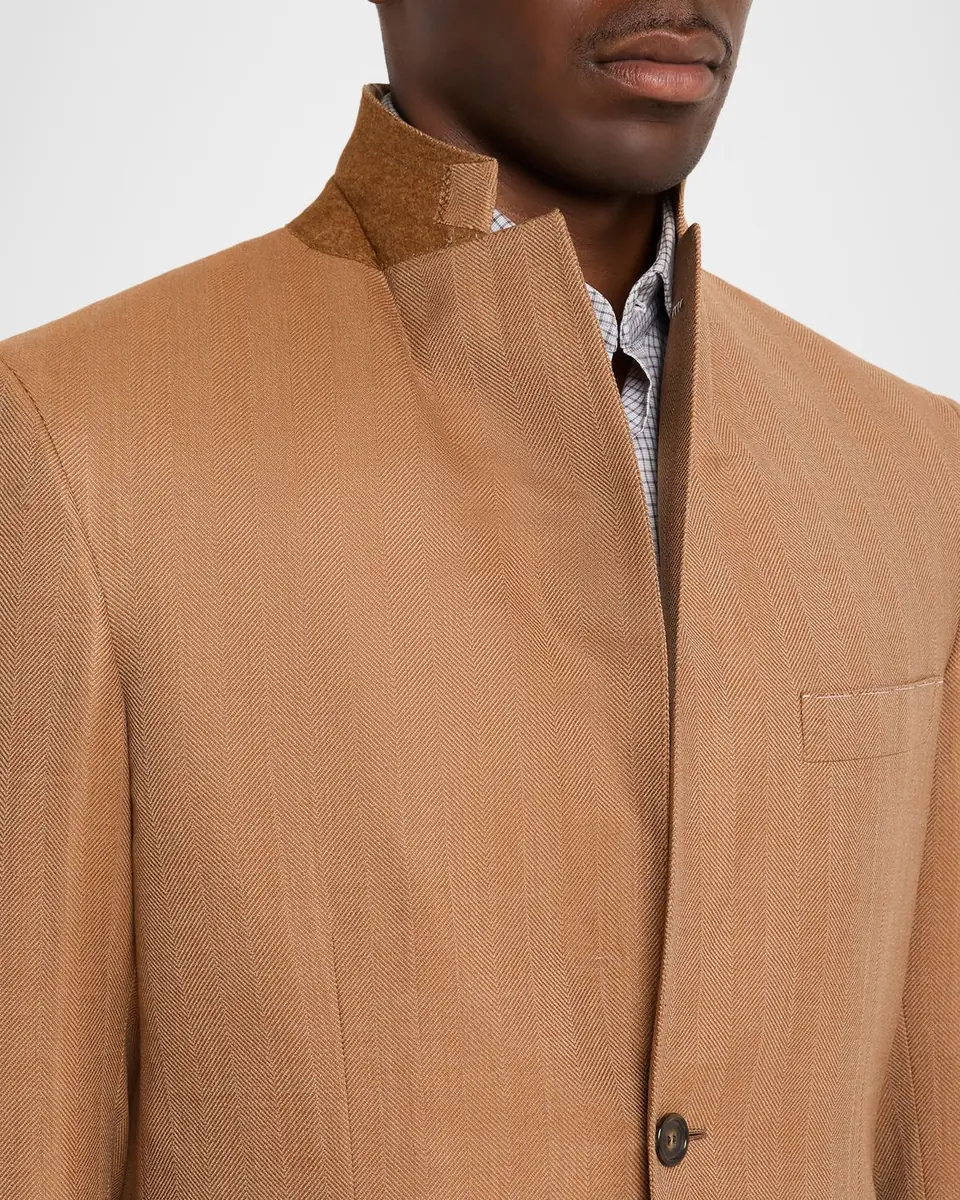 Brioni Men's Single-Breasted Herringbone Blazer | Thumbnail 7 Brioni Men's Single-Breasted Herringbone Blazer | Thumbnail 7