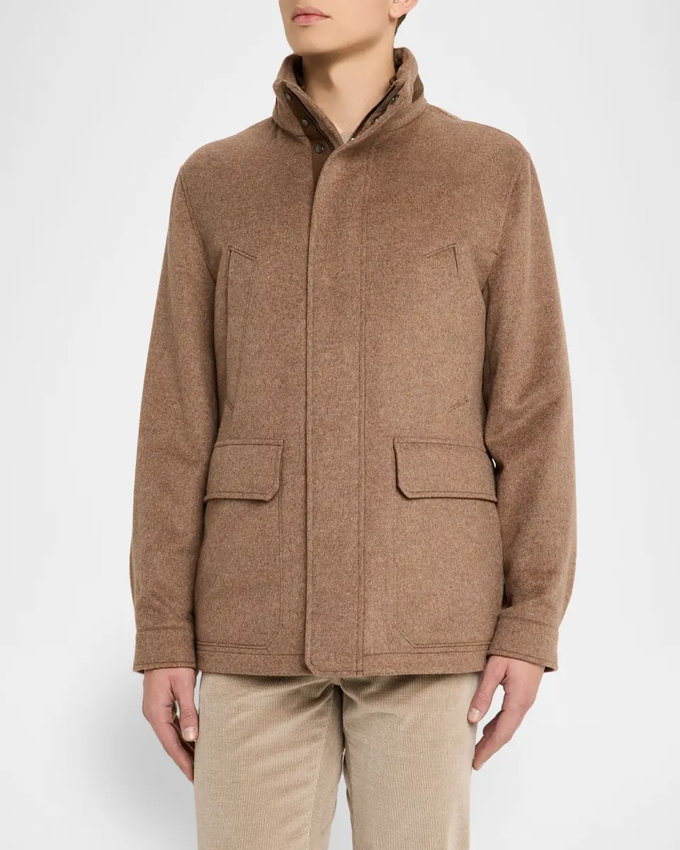 ZEGNA Men's Oasi Cashmere Elements Car Coat | Thumbnail 4