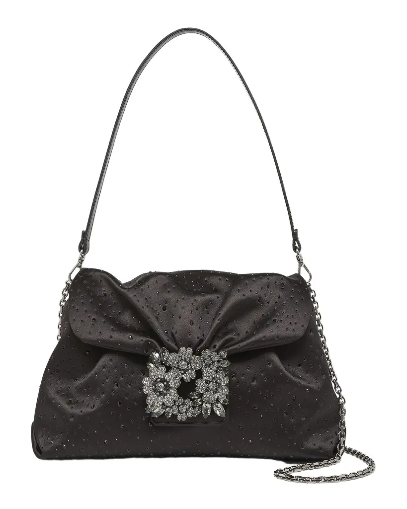 Roger Vivier Bouquet Rhinestone Satin Shoulder Bag | Image 1 Roger Vivier Bouquet Rhinestone Satin Shoulder Bag | Image 1