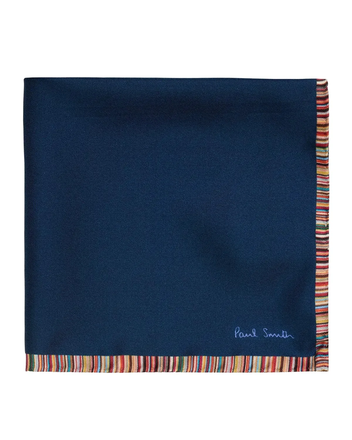 Men's Signature Stripe Trim Silk Pocket Square Men's Signature Stripe Trim Silk Pocket Square