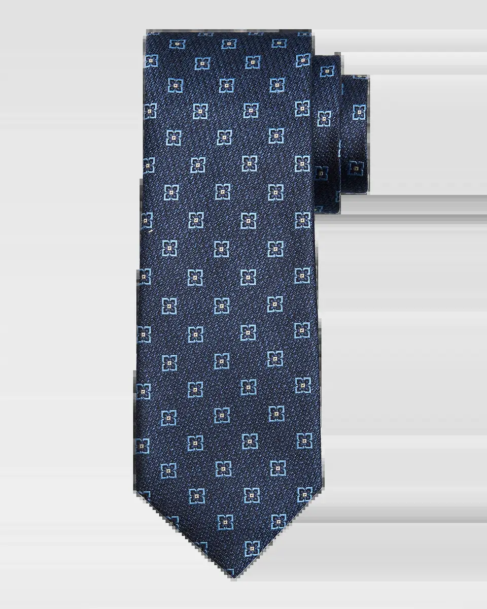 Canali Men's Floral Geometric Silk Jacquard Tie | Thumbnail 2