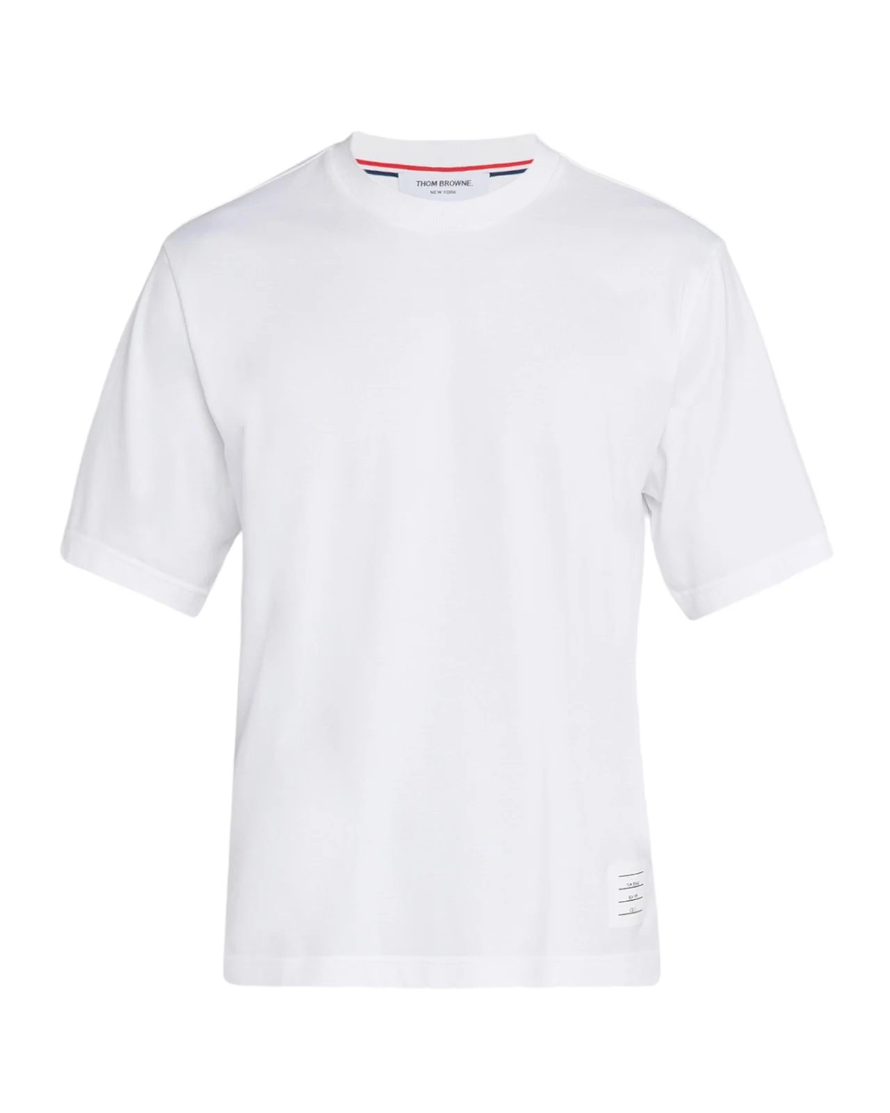 Thom Browne Men's Cotton Stripe-Trim Crewneck T-Shirt
