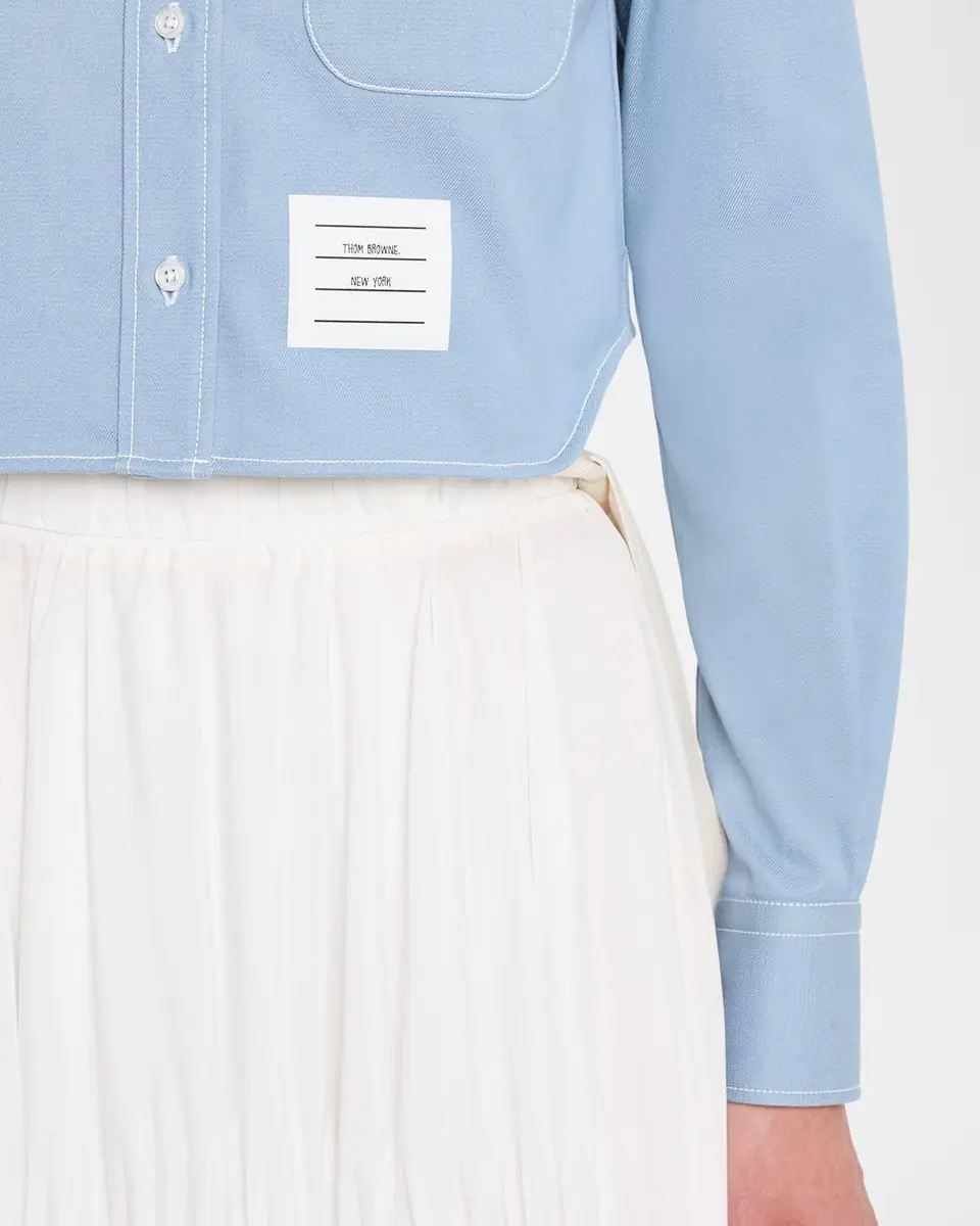 Thom Browne Long-Sleeve Denim Crop Button-Down Shirt | Thumbnail 5 Thom Browne Long-Sleeve Denim Crop Button-Down Shirt | Thumbnail 5