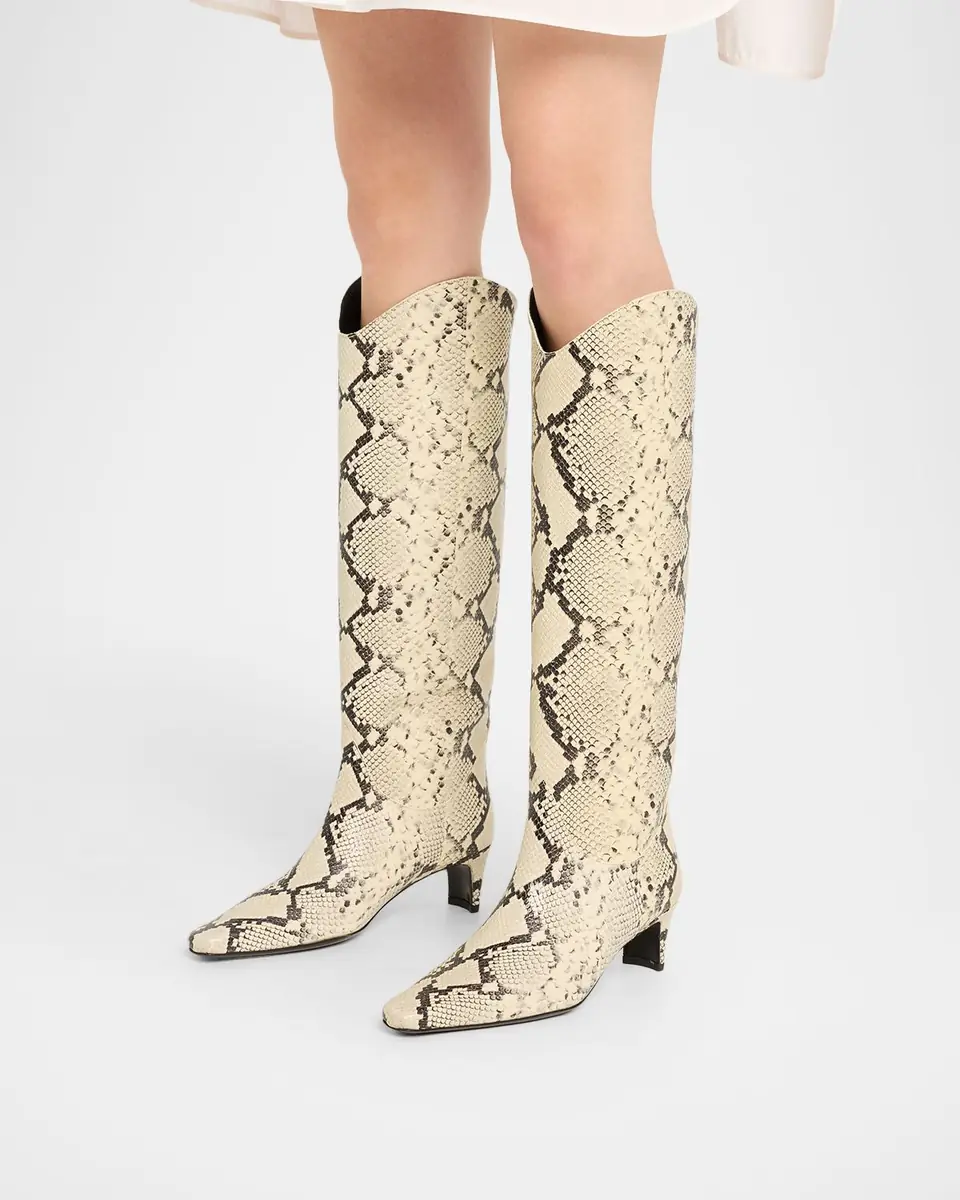 STAUD Western Wally Snake-Embossed Leather Knee-High Boots | Thumbnail 2 STAUD Western Wally Snake-Embossed Leather Knee-High Boots | Thumbnail 2