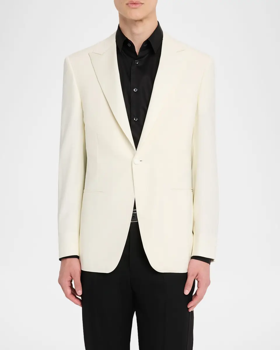 Canali Men's Wool Peak Lapel Dinner Jacket | Thumbnail 3 Canali Men's Wool Peak Lapel Dinner Jacket | Thumbnail 3