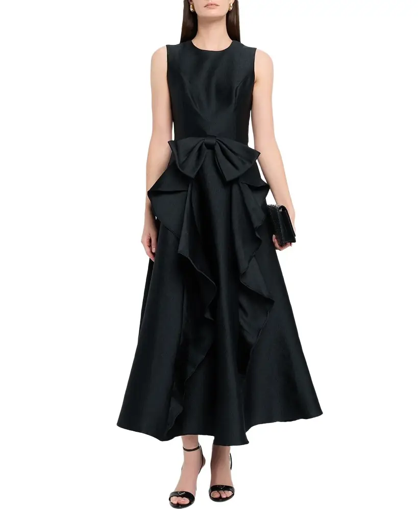 Shoshanna Leo Bow-Front Pebble Mikado Maxi Dress | Image 1 Shoshanna Leo Bow-Front Pebble Mikado Maxi Dress | Image 1