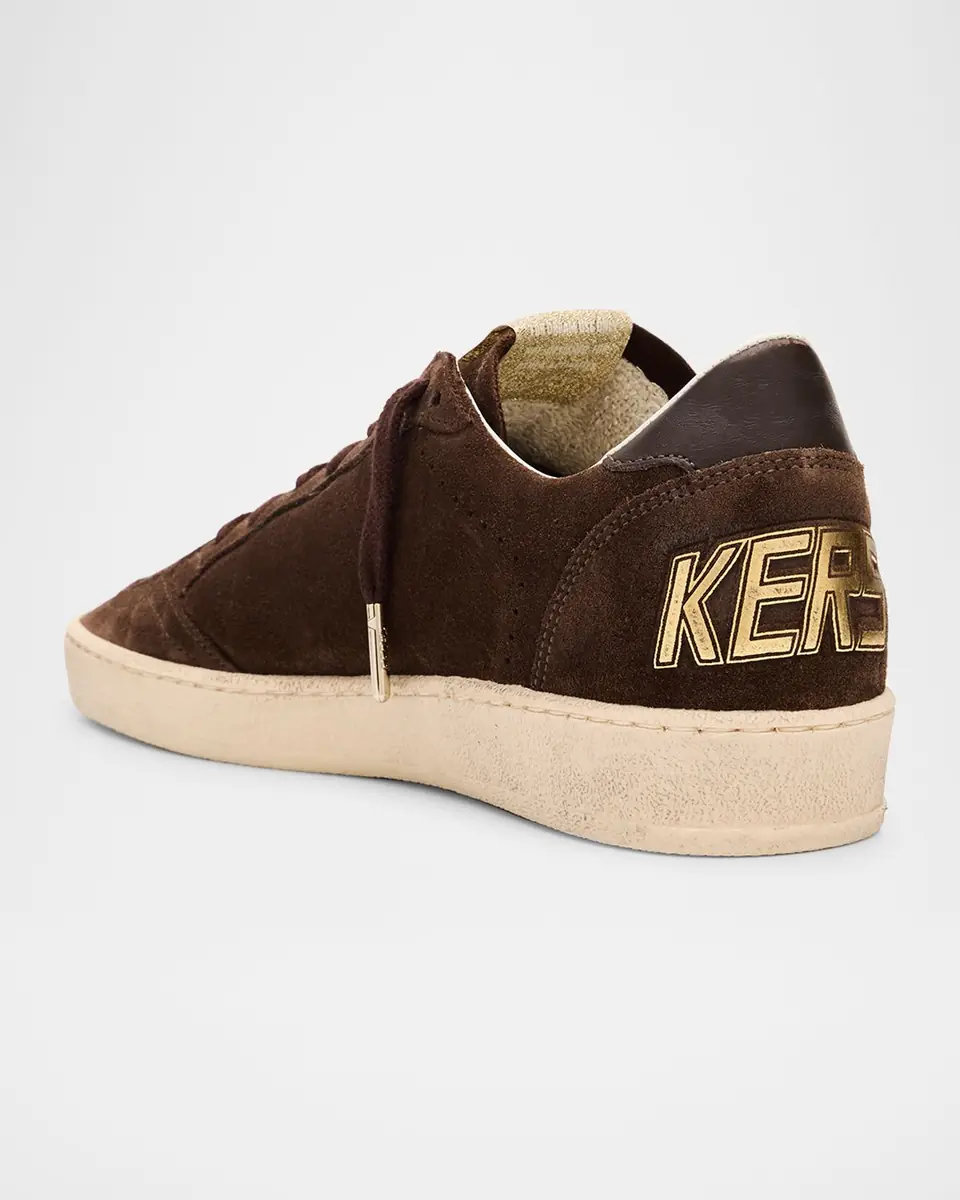 Golden Goose Ball Star Suede Glitter-Star Low-Top Sneakers | Thumbnail 3 Golden Goose Ball Star Suede Glitter-Star Low-Top Sneakers | Thumbnail 3