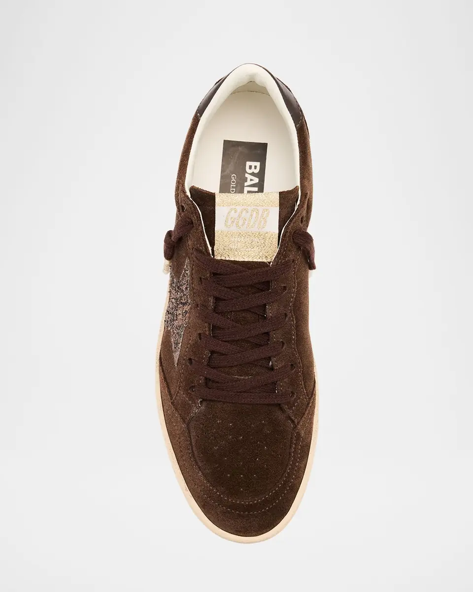 Golden Goose Ball Star Suede Glitter-Star Low-Top Sneakers | Thumbnail 6 Golden Goose Ball Star Suede Glitter-Star Low-Top Sneakers | Thumbnail 6