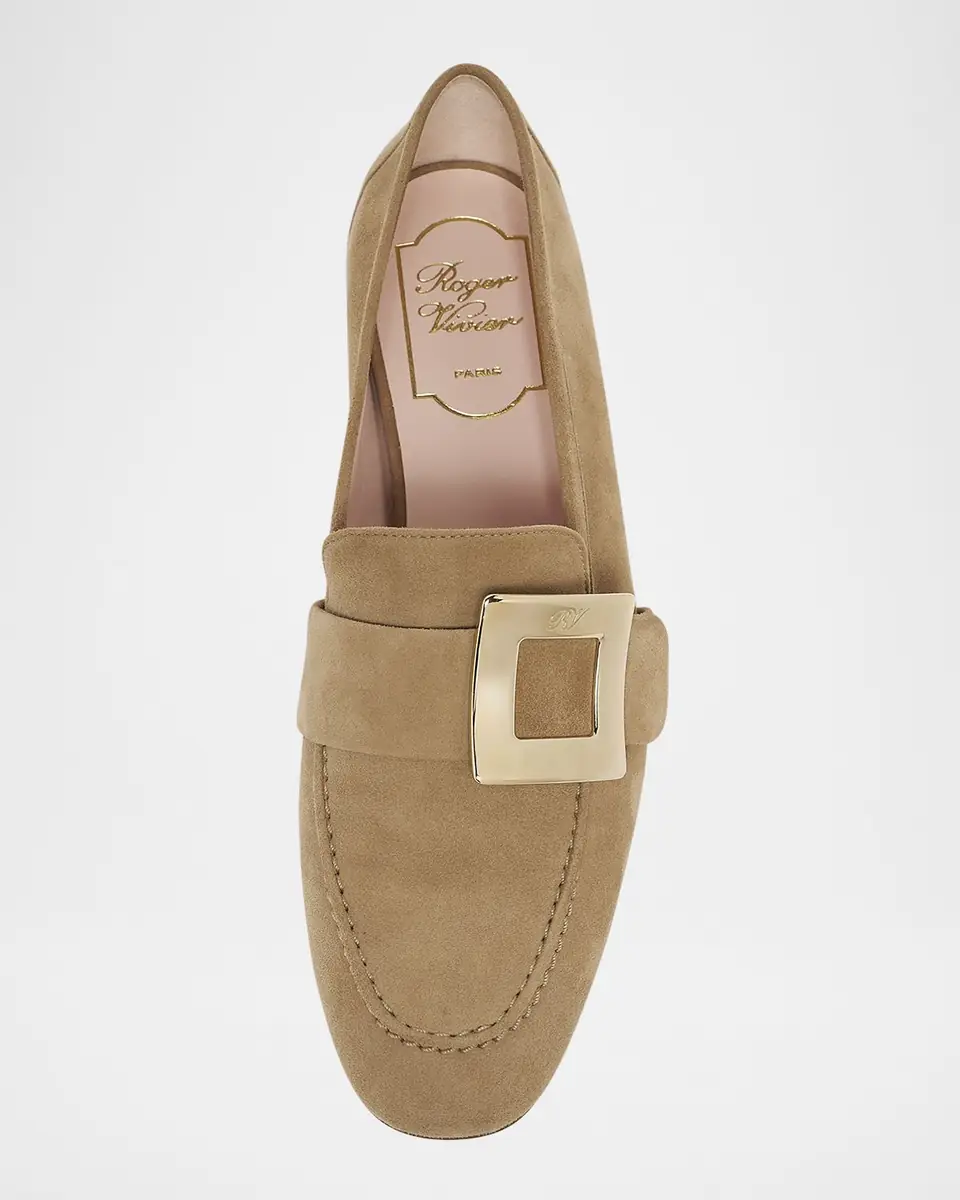 Roger Vivier Suede Metal Buckle Loafers | Thumbnail 4 Roger Vivier Suede Metal Buckle Loafers | Thumbnail 4