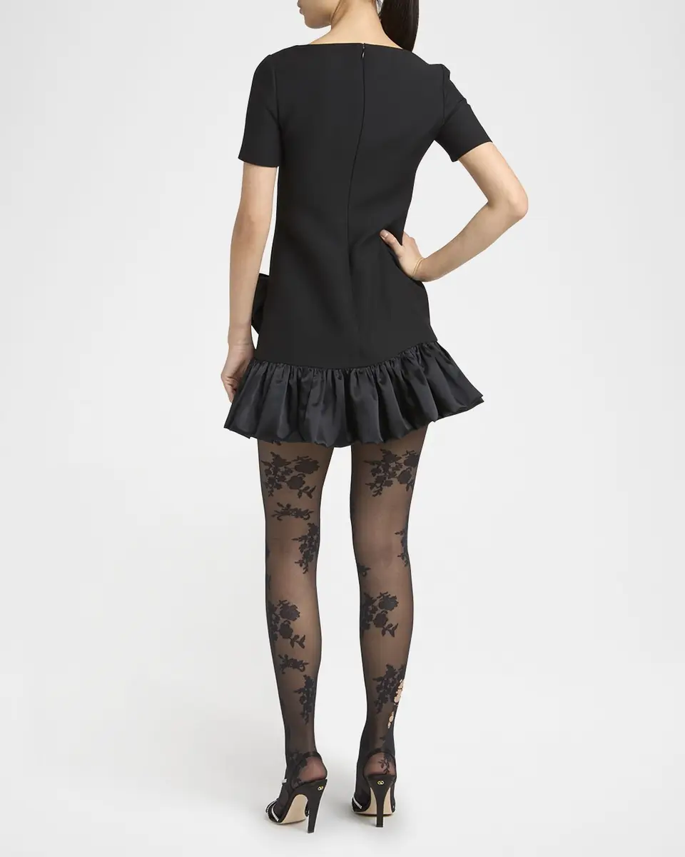 Valentino Garavani Velvet Bow Ruffle Short-Sleeve Mini Dress | Thumbnail 2