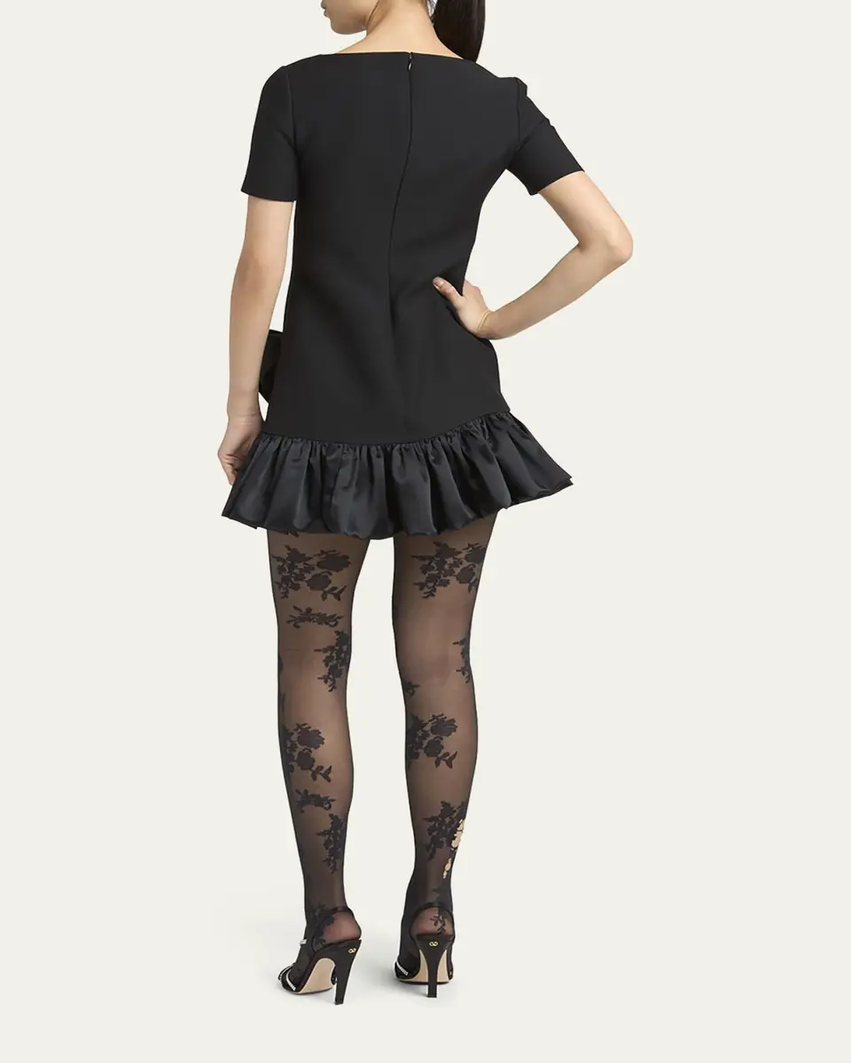 Valentino Garavani Velvet Bow Ruffle Short-Sleeve Mini Dress | Thumbnail 7