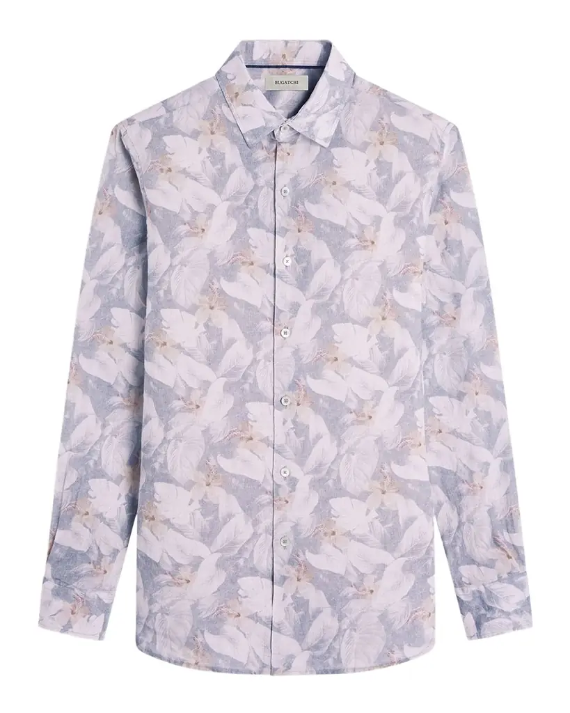 Bugatchi Men's Julien Linen Floral Sport Shirt | Image 1 Bugatchi Men's Julien Linen Floral Sport Shirt | Image 1