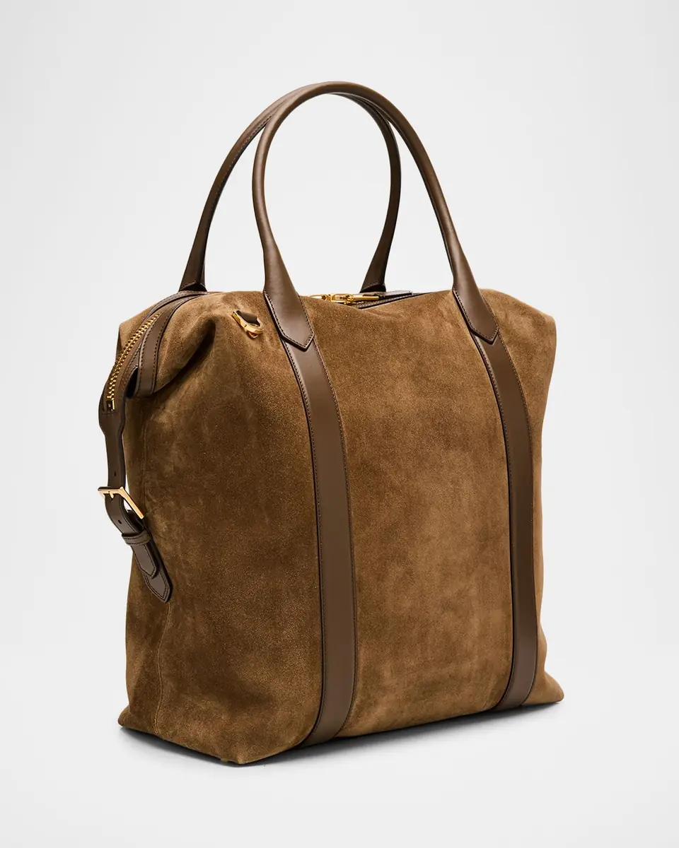 Tom Ford Men's Suede and Leather Side-Buckle Tote Bag | Thumbnail 2