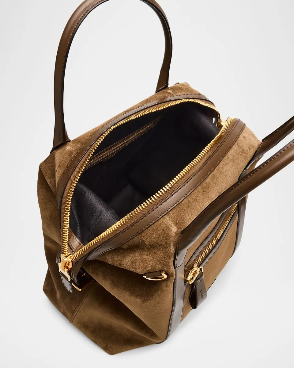Tom Ford Men's Suede and Leather Side-Buckle Tote Bag | Thumbnail 3