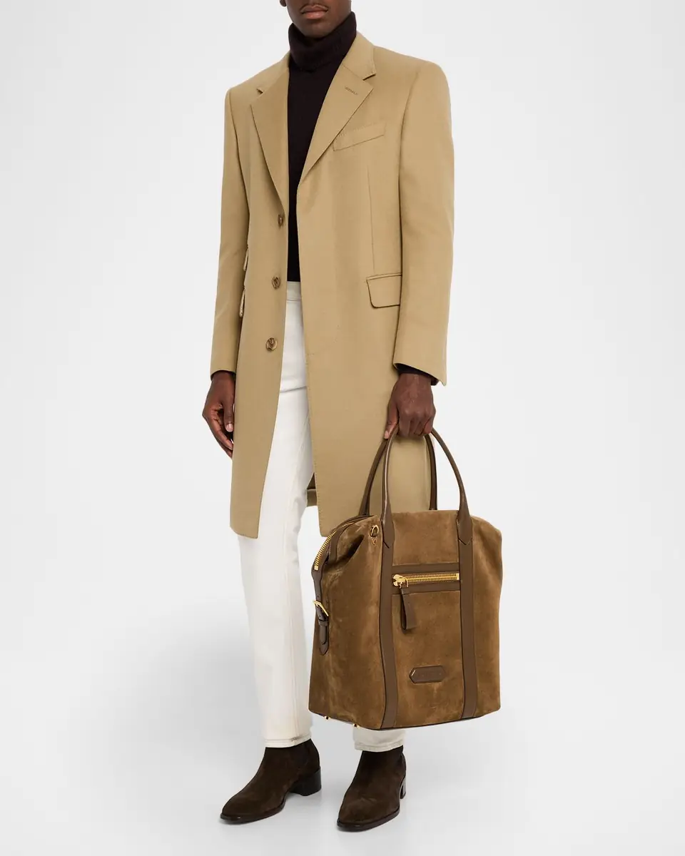 Tom Ford Men's Suede and Leather Side-Buckle Tote Bag | Thumbnail 4