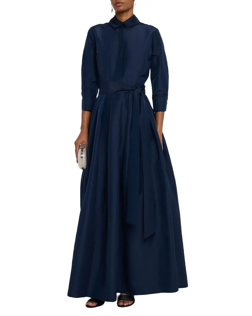Julip Pleated Tie-Waist Gown