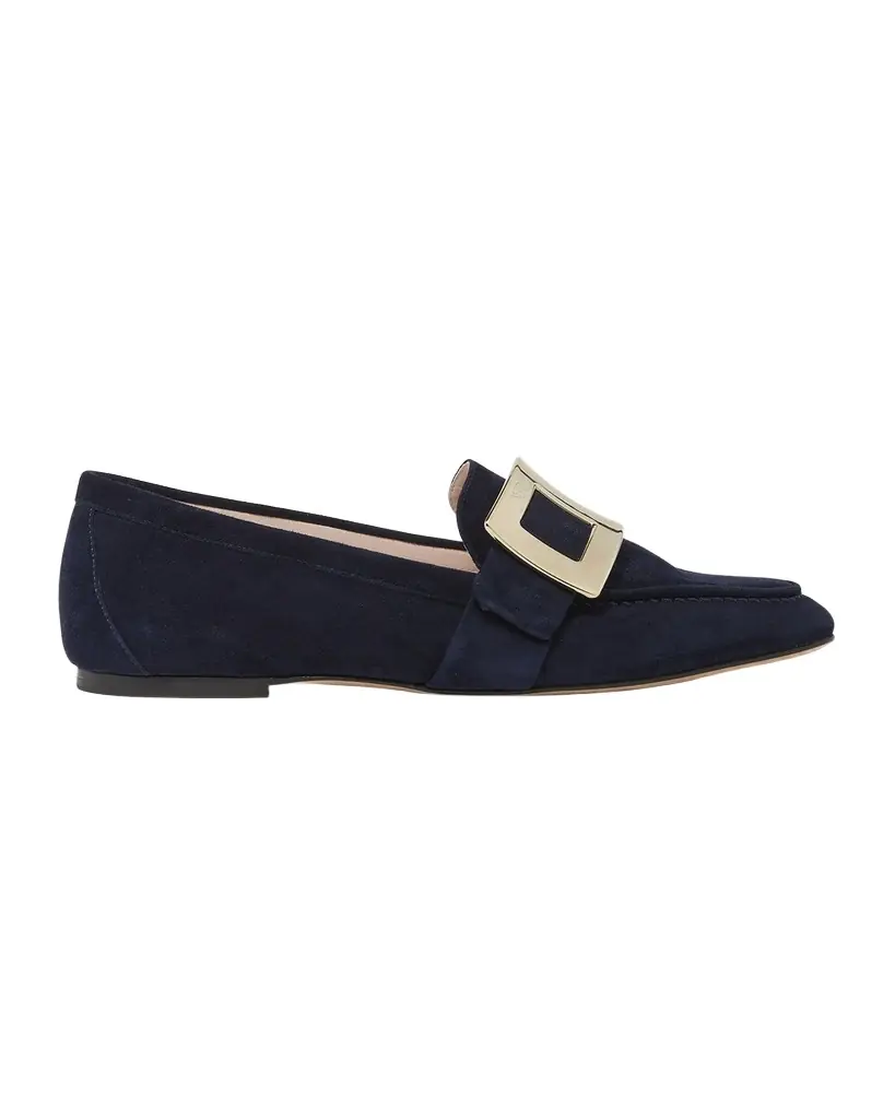 Roger Vivier Suede Metal Buckle Loafers | Image 1 Roger Vivier Suede Metal Buckle Loafers | Image 1